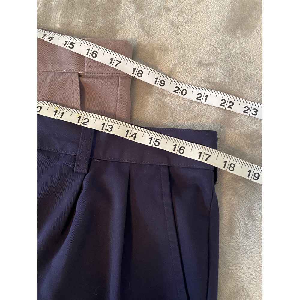 Croft & Barrow Shorts Lot/2 Sz 34 Taupe Navy Chino Pleated Cotton Poly Preppy - Picture 10 of 11